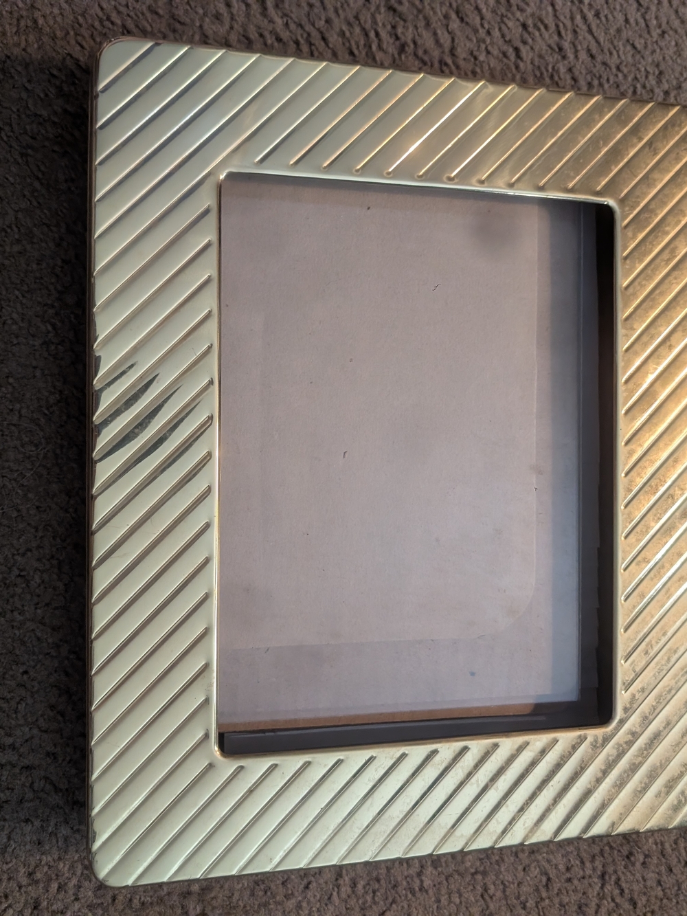Diagonal Striped Metal Picture Frame - Gold Tone